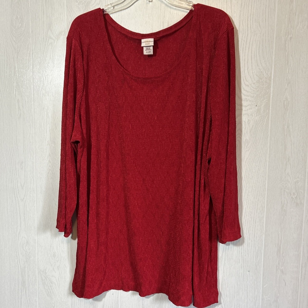 Covington Women's 24-26W Red Scoop Neck Tunic Top‎ Vintage